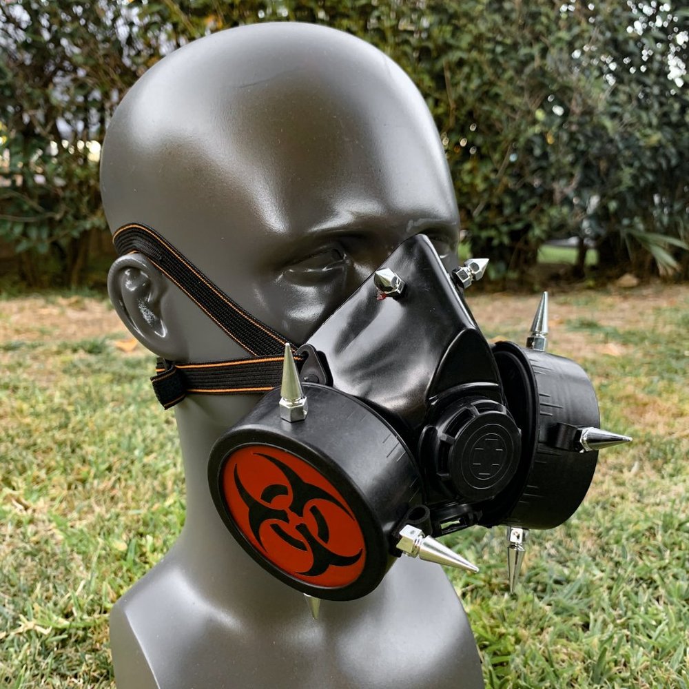 Steampunk Cosplay Costume Mask Black Red Halloween Party Costume Spike Mask